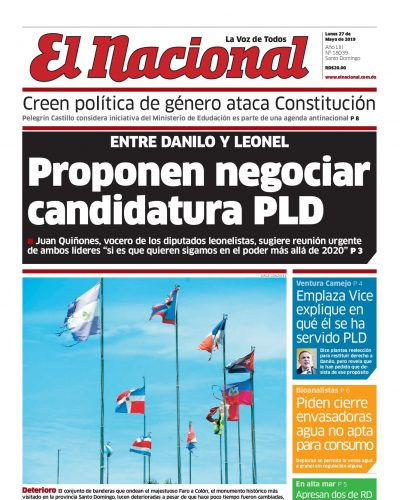 Portada Periódico El Nacional, Lunes 27 Mayo 2019