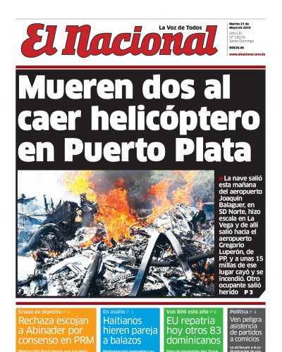 Portada Periódico El Nacional, Martes 21 Mayo 2019