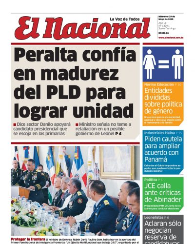 Portada Periódico El Nacional, Miércoles 29 Mayo 2019