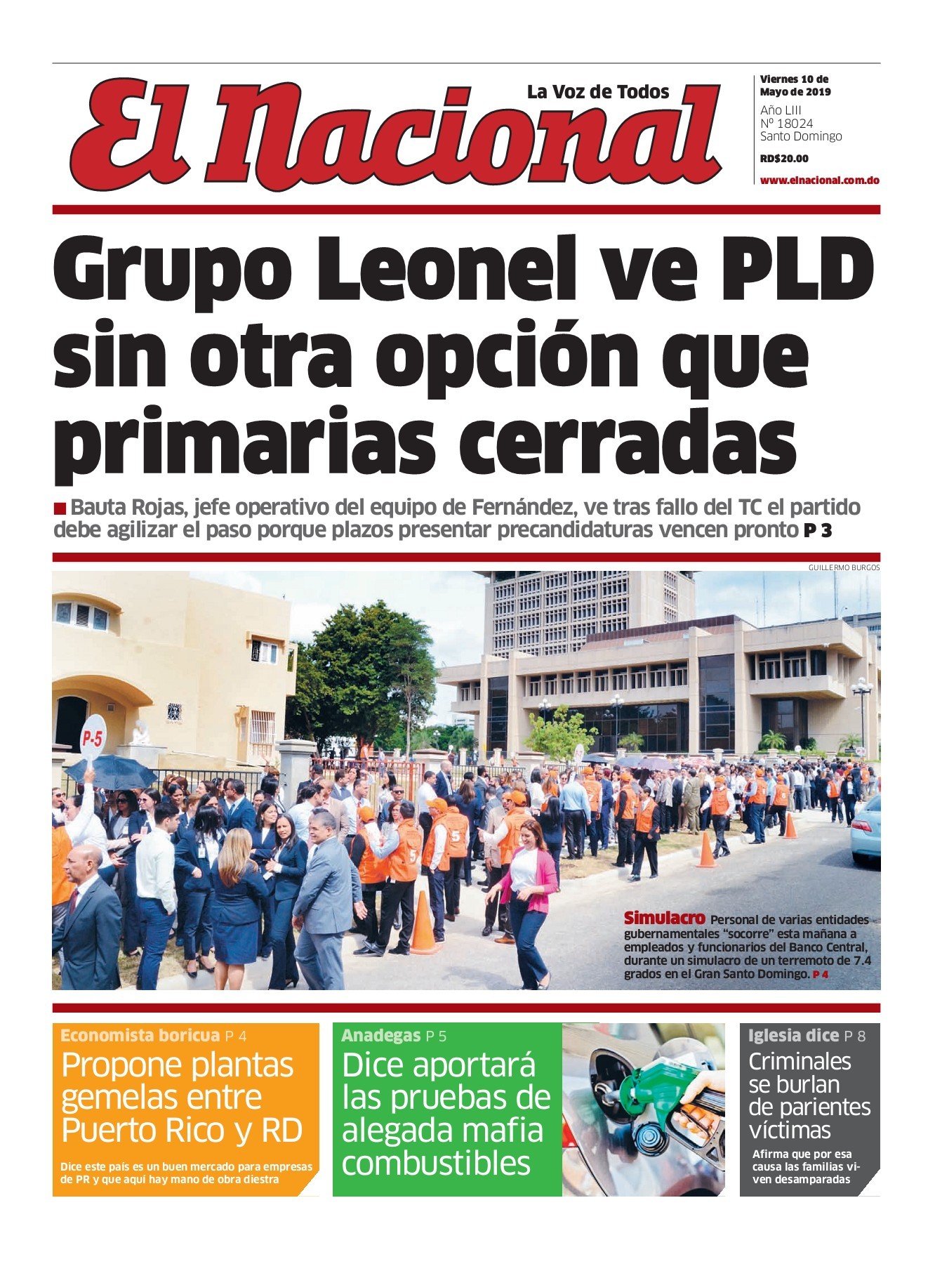 Portada Periódico El Nacional, Viernes 10 Mayo 2019
