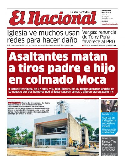 Portada Periódico El Nacional, Viernes 24 Mayo 2019