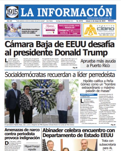 Portada Periódico La Información, Domingo 12 Mayo 2019