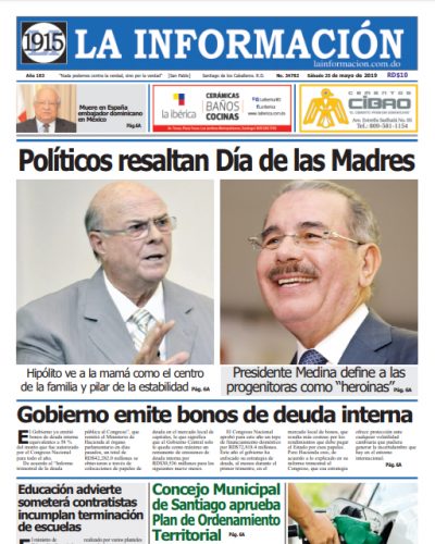 Portada Periódico La Información, Domingo 26 Mayo 2019