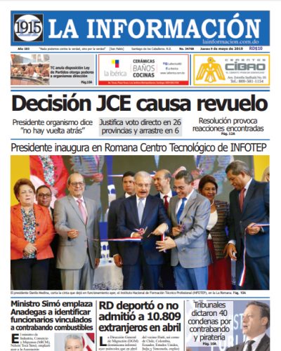 Portada Periódico La Información, Jueves 09 Mayo 2019