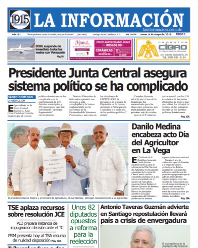 Portada Periódico La Información, Jueves 16 Mayo 2019