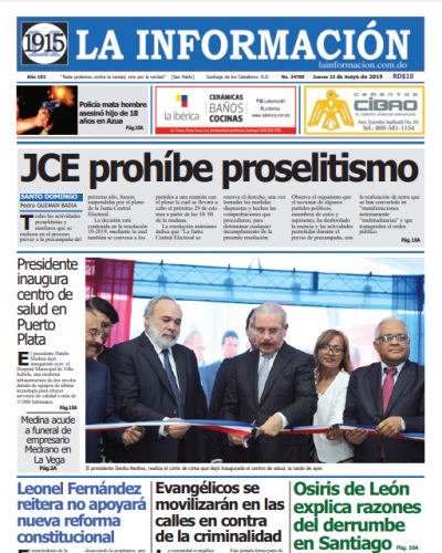 Portada Periódico La Información, Jueves 23 Mayo 2019
