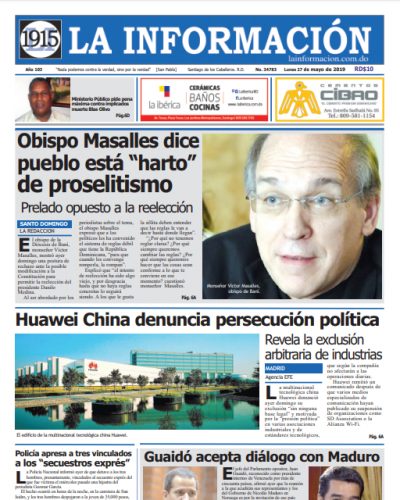 Portada Periódico La Información, Lunes 27 Mayo 2019