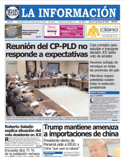 Portada Periódico La Información, Martes 14 Mayo 2019