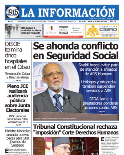 Portada Periódico La Información, Martes 30 Abril 2019
