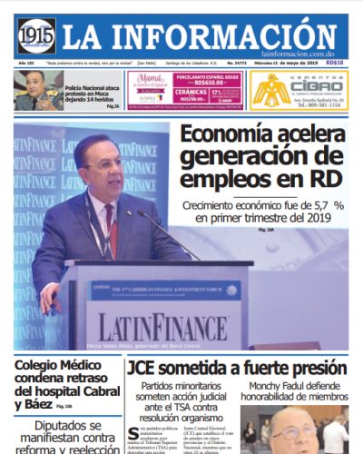 Portada Periódico La Información, Miércoles 15 Mayo 2019