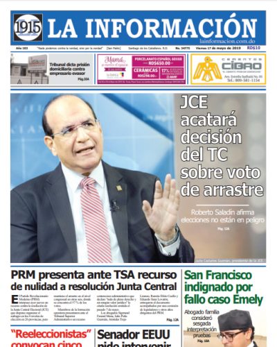 Portada Periódico La Información, Viernes 17 Mayo 2019