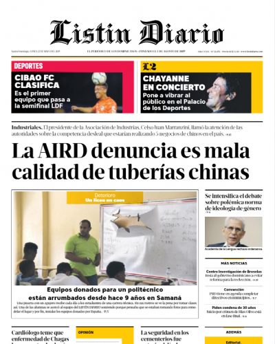 Portada Periódico Listín Diario, Lunes 27 Mayo 2019