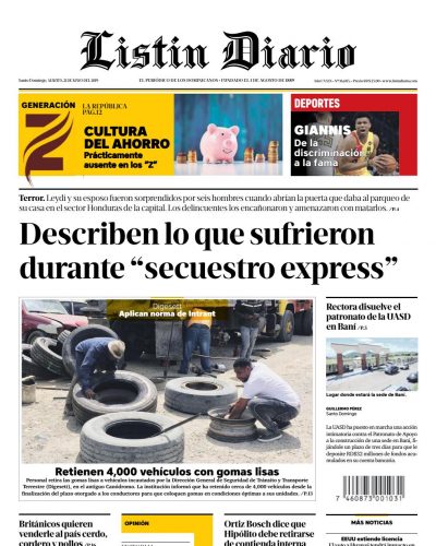 Portada Periódico Listín Diario, Martes 21 Mayo 2019