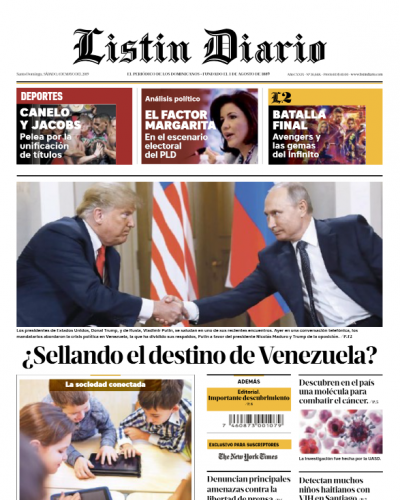 Portada Periódico Listín Diario, Sábado 04 Mayo 2019