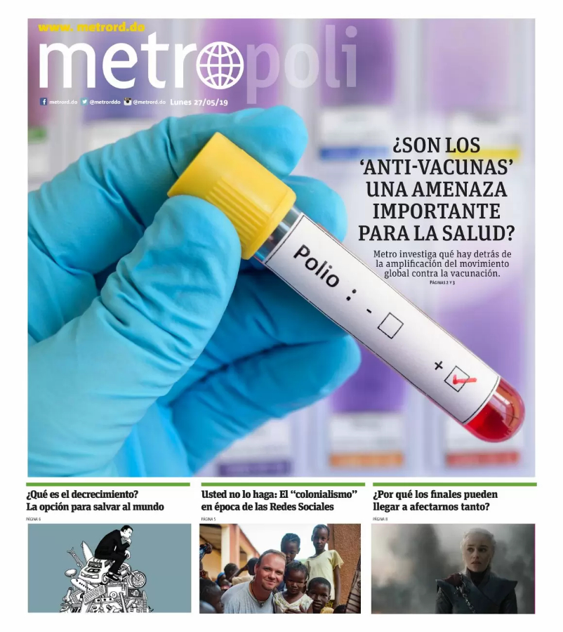 Portada Periódico Metro, Lunes 27 Mayo 2019