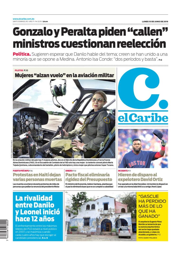 Portada Periódico El Caribe, Lunes 10 Junio 2019