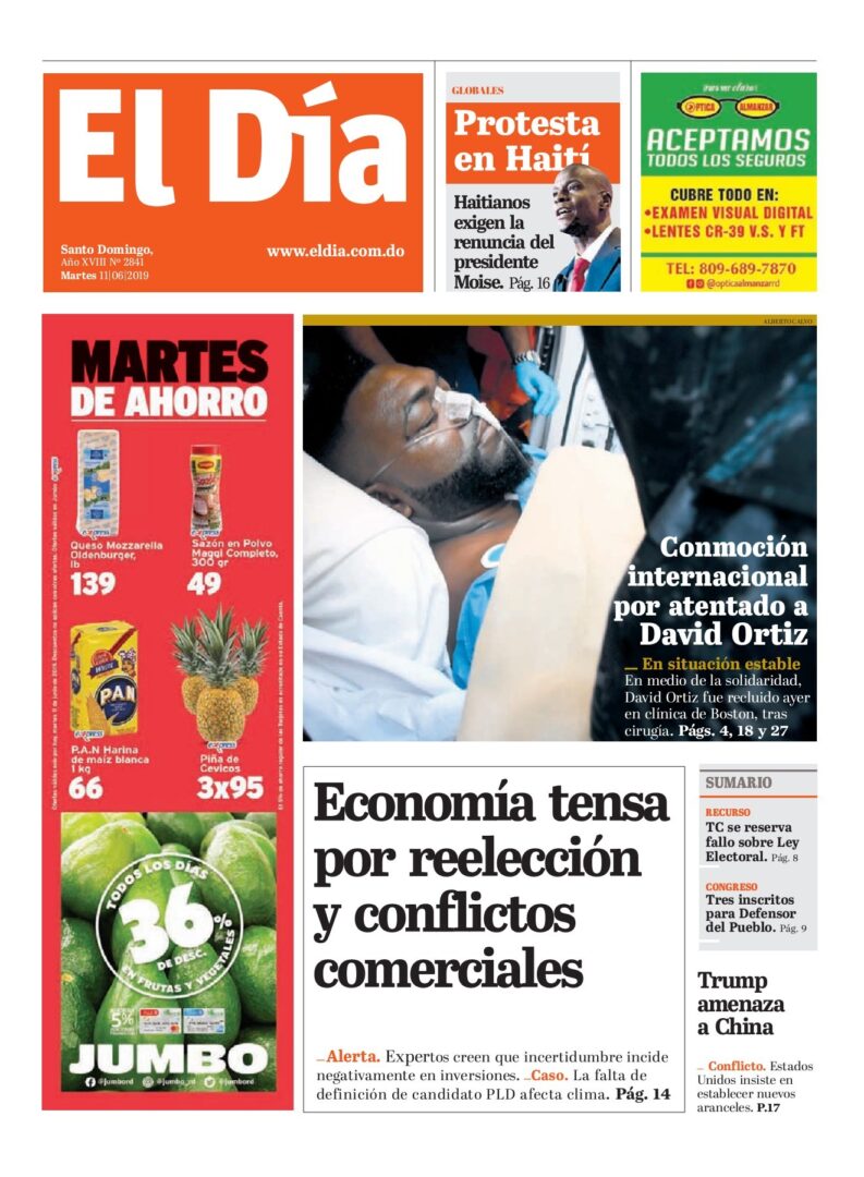 Portada Periódico El Día, Martes 11 Junio 2019