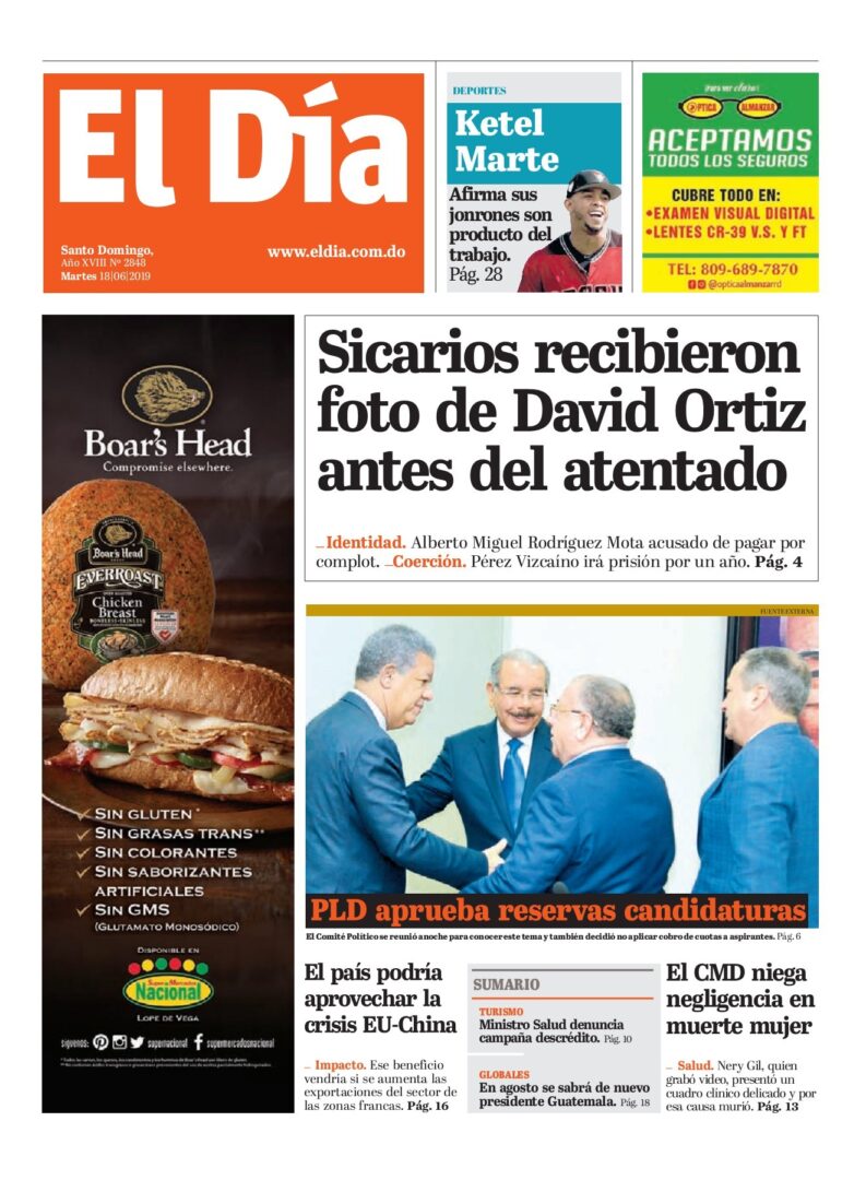 Portada Periódico El Día, Martes 18 Junio 2019