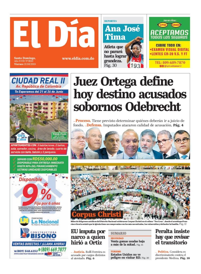 Portada Periódico El Día, Viernes 21 Junio 2019