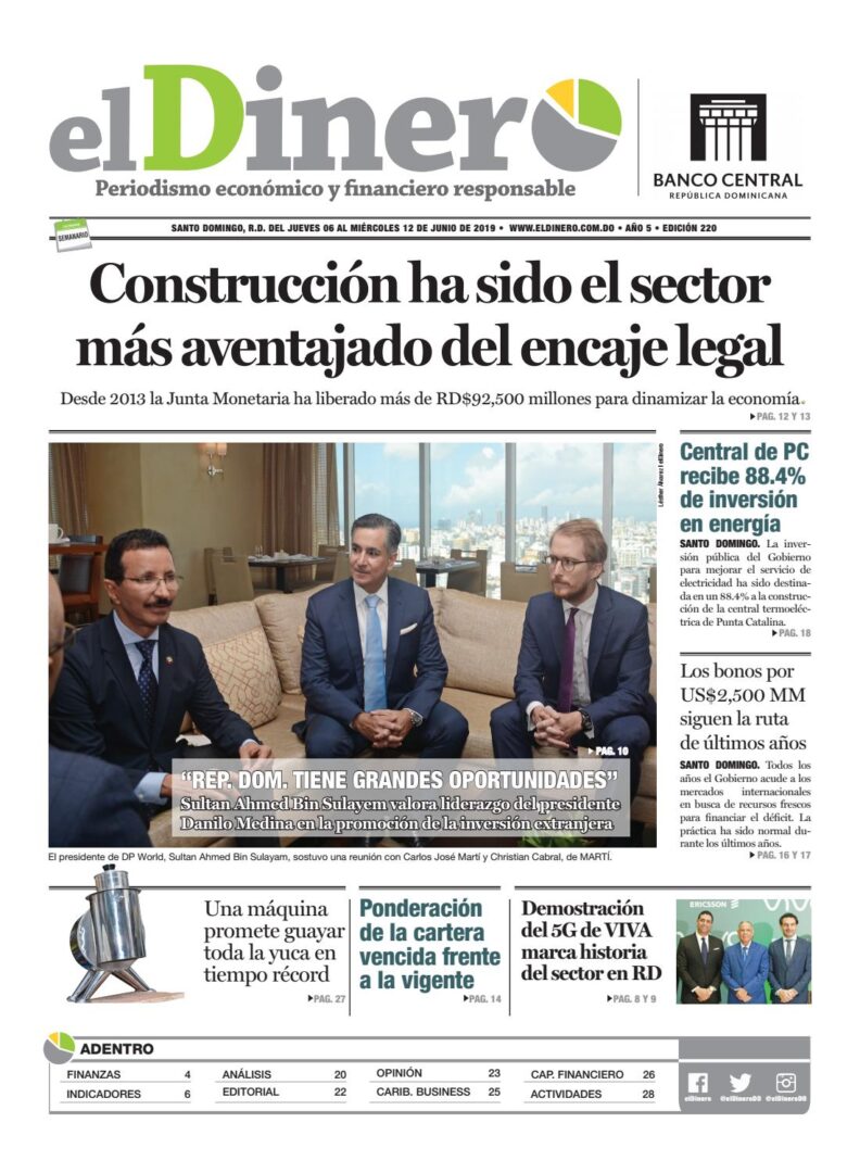 Portada Periódico El Dinero, Jueves 06 Junio 2019