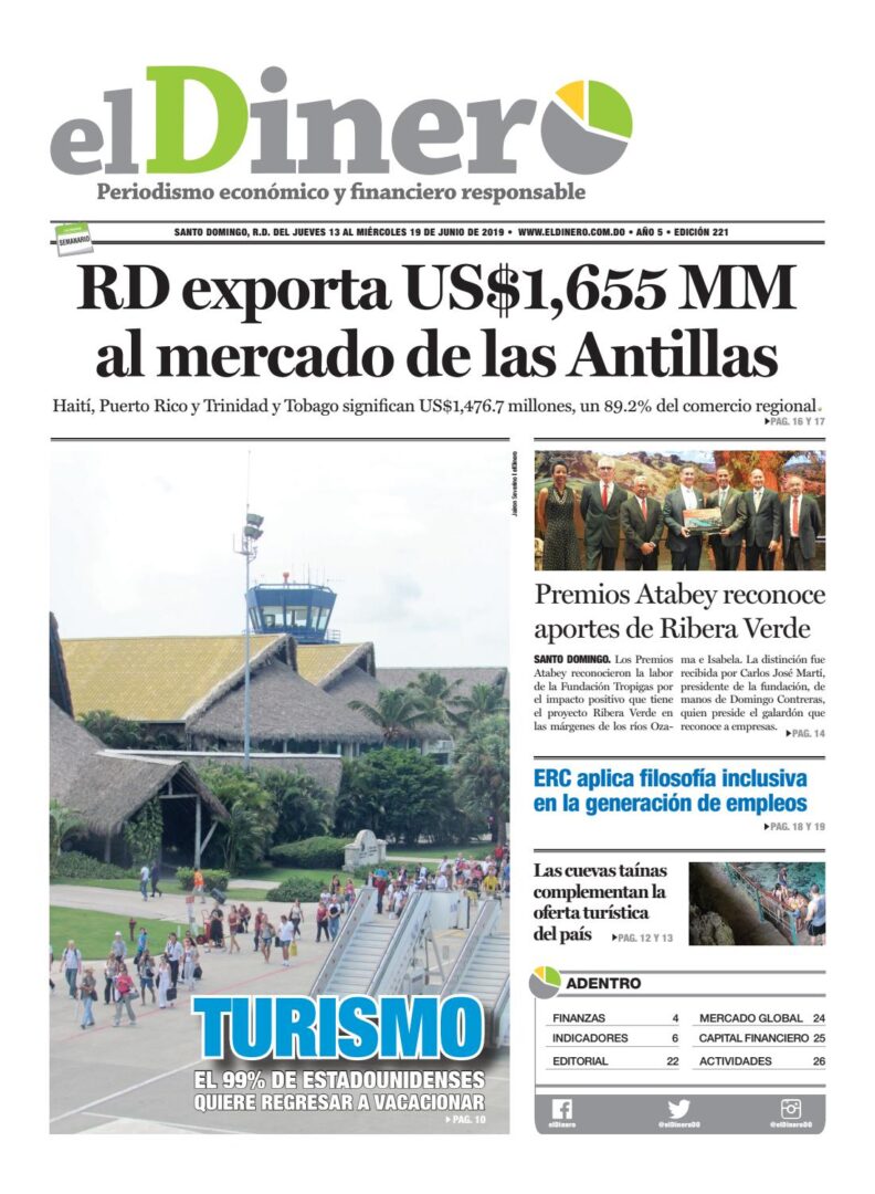 Portada Periódico El Dinero, Jueves 13 Junio 2019