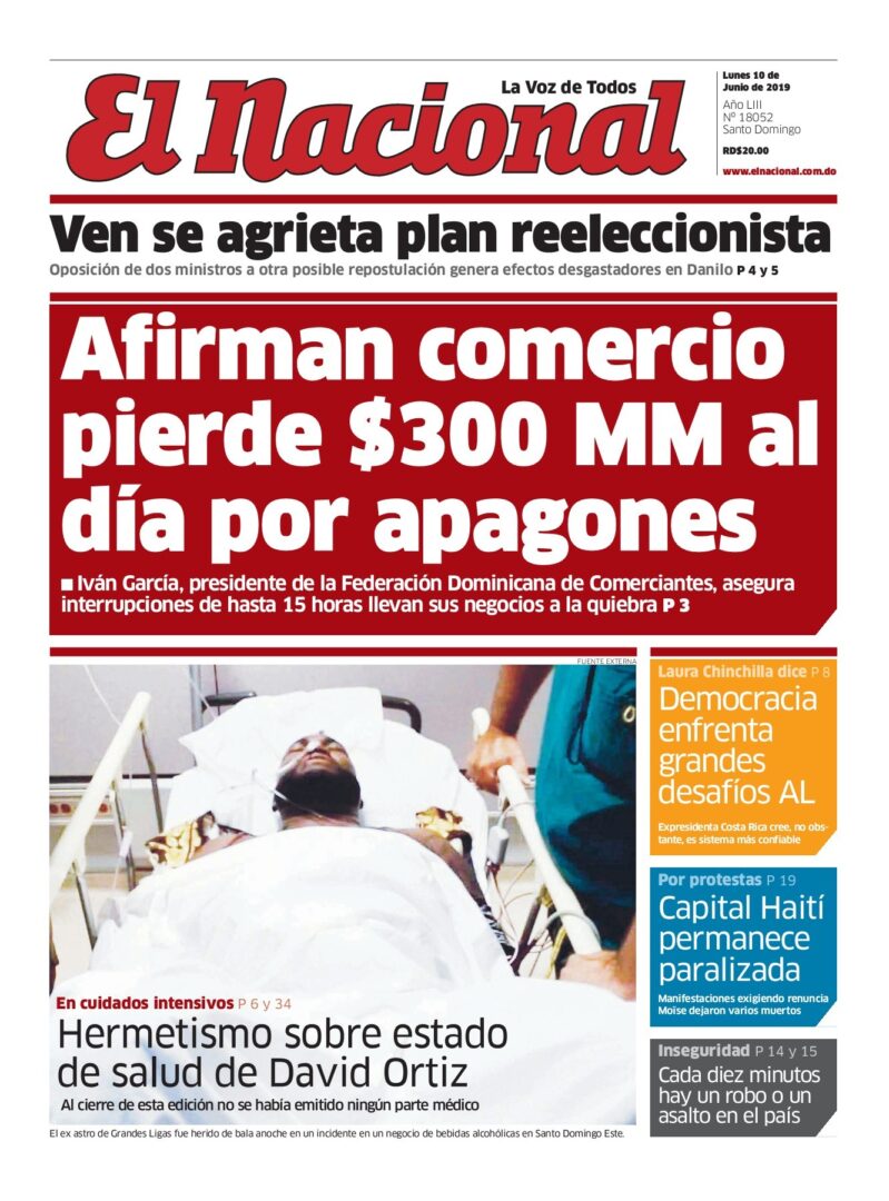 Portada Periódico El Nacional, Lunes 10 Junio 2019