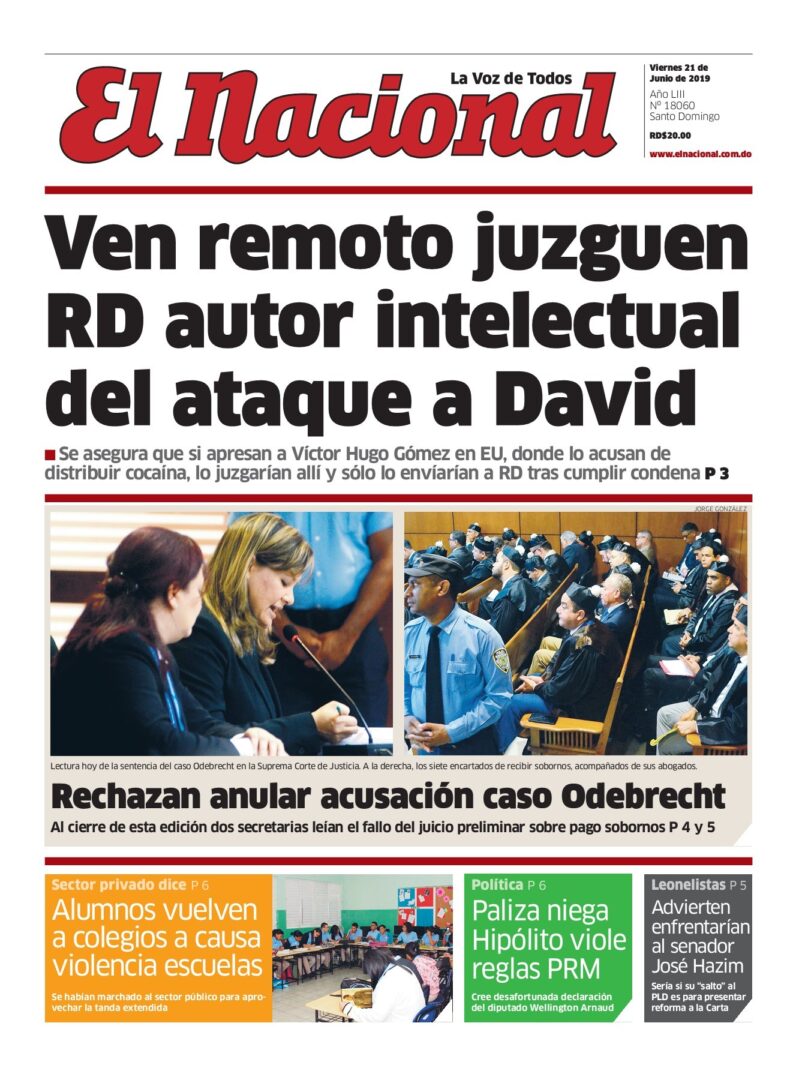 Portada Periódico El Nacional, Viernes 21 Junio 2019