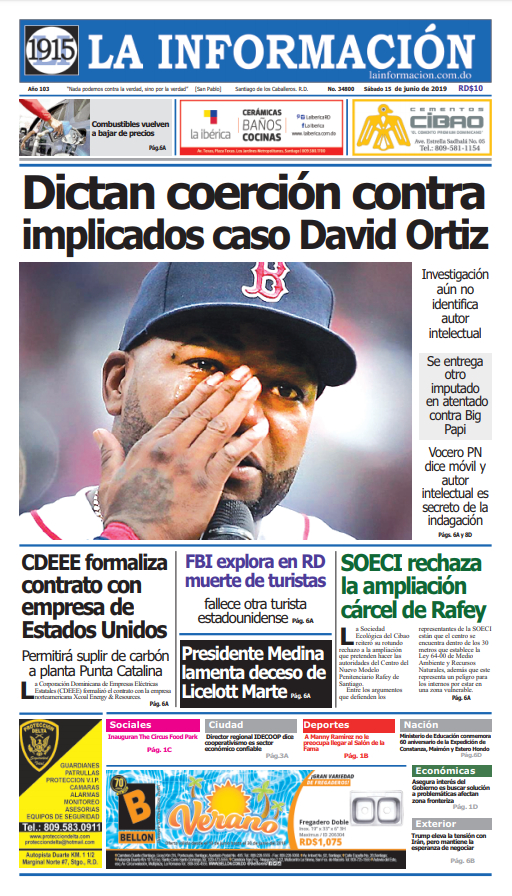 Portada Periódico La Información, Domingo 16 Junio 2019