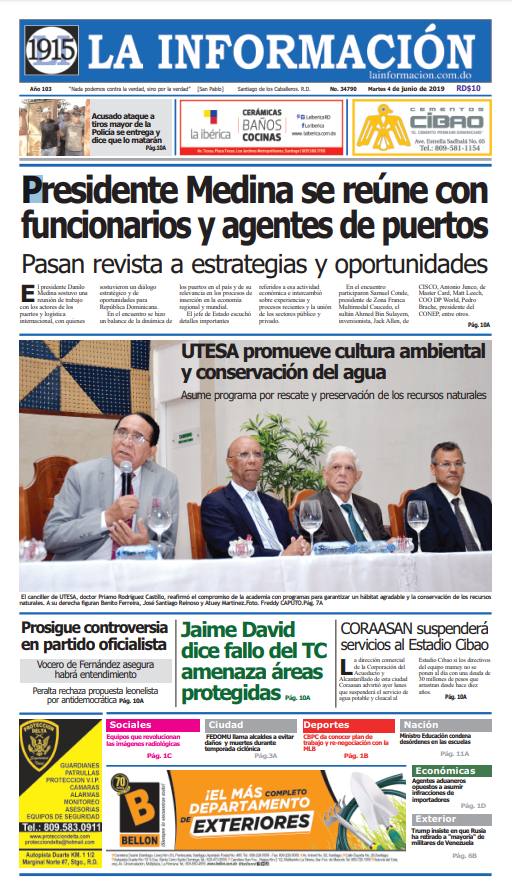 Portada Periódico La Información, Martes 04 Junio 2019