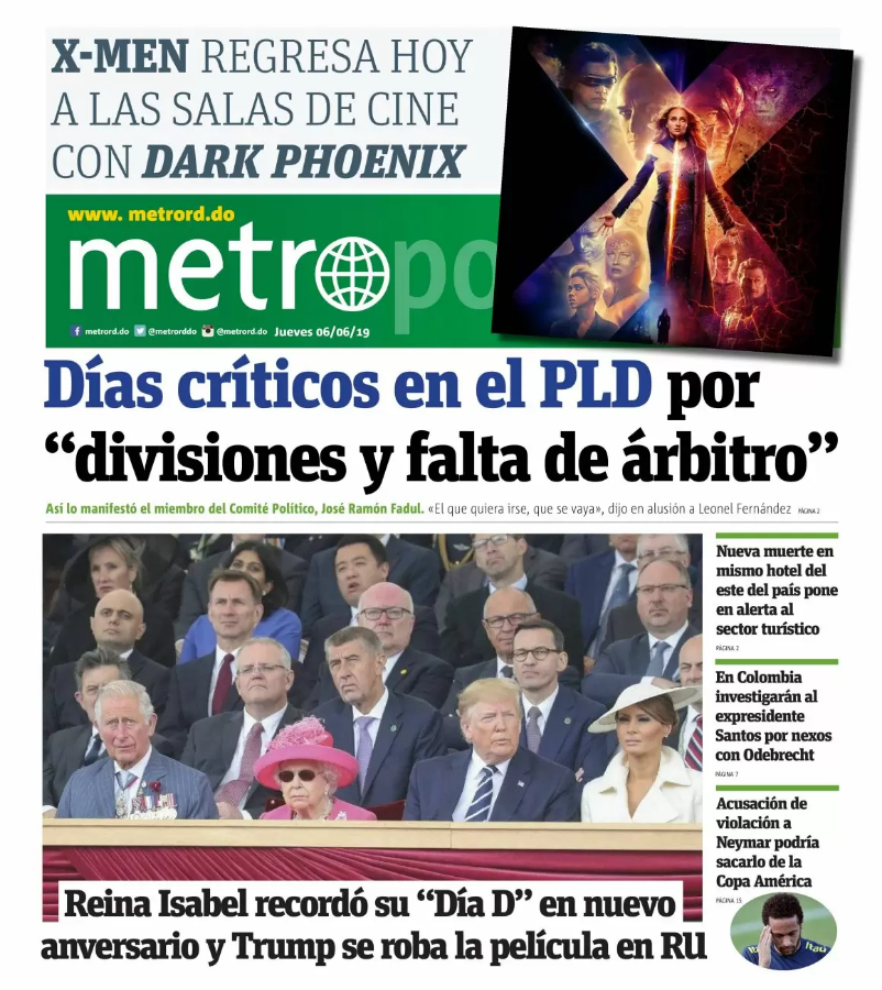 Portada Periódico Metro, Jueves 06 Junio 2019