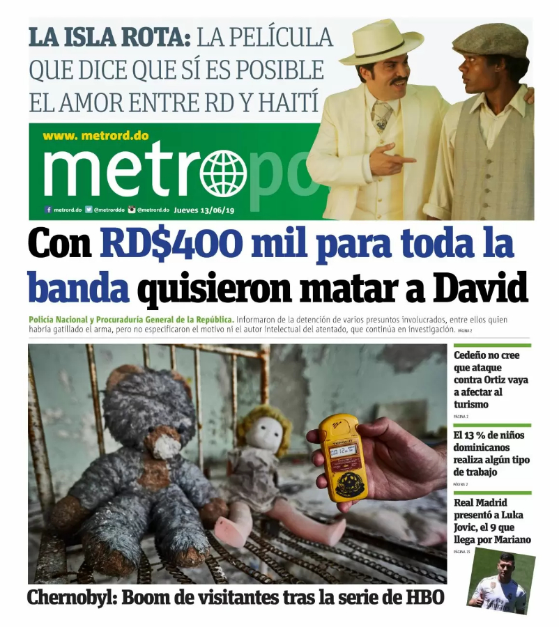 Portada Periódico Metro, Jueves 13 Junio 2019