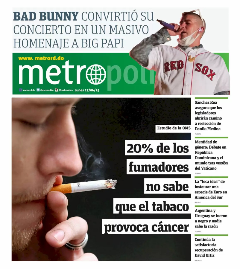 Portada Periódico Metro, Lunes 17 Junio 2019