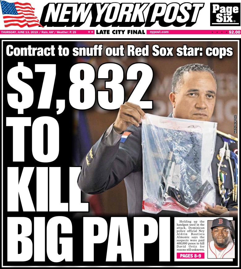 Portada Periódico New York Post, Jueves 13 Junio 2019