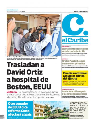 Portada Periódico El Caribe, Martes 11 Junio 2019