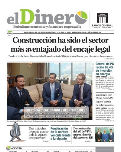 Portada Periódico El Dinero, Jueves 06 Junio 2019
