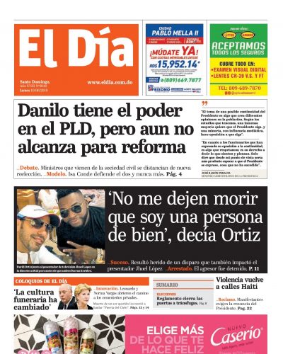 Portada Periódico El Día, Lunes 10 Junio 2019