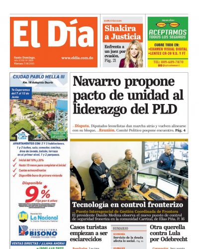 Portada Periódico El Día, Viernes 07 Junio 2019