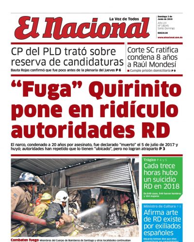 Portada Periódico El Nacional, Domingo 02 Junio 2019