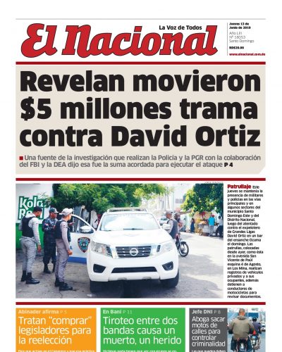 Portada Periódico El Nacional, Jueves 13 Junio 2019