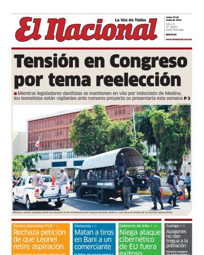 Portada Periódico El Nacional, Lunes 24 Junio 2019