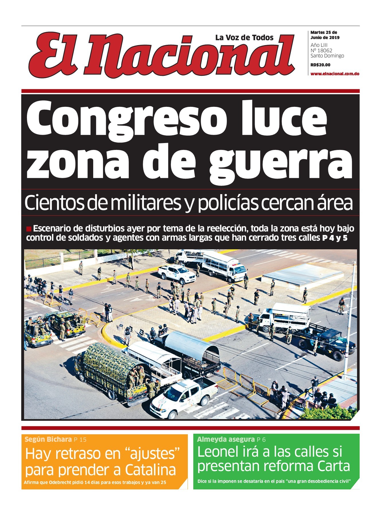 Portada Periódico El Nacional, Martes 25 Junio 2019