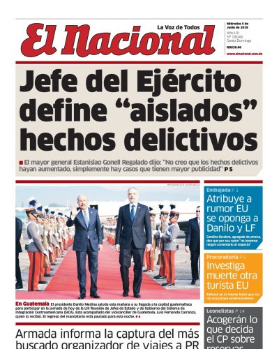Portada Periódico El Nacional, Miércoles 05 Junio 2019