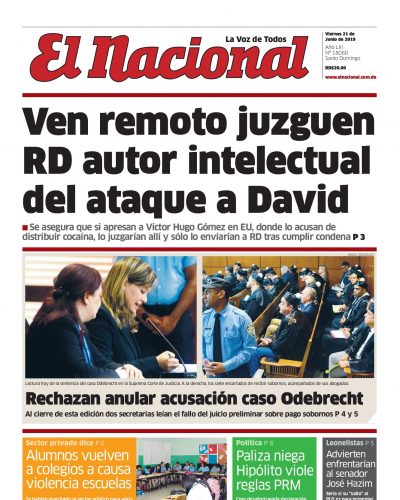 Portada Periódico El Nacional, Viernes 21 Junio 2019