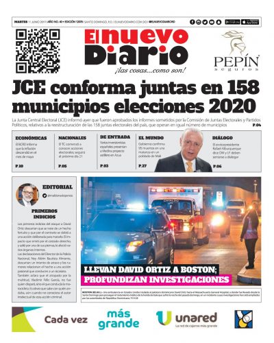 Portada Periódico El Nuevo Diario, Martes 11 Junio 2019