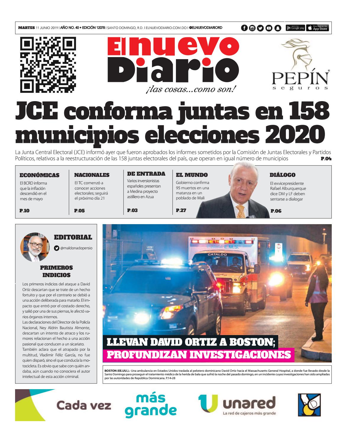 Portada Periódico El Nuevo Diario, Martes 11 Junio 2019