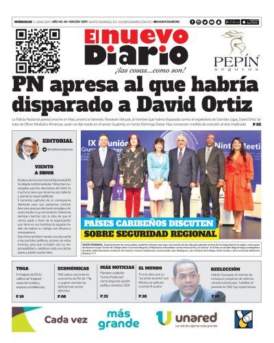 Portada Periódico El Nuevo Diario, Miércoles 12 Junio 2019