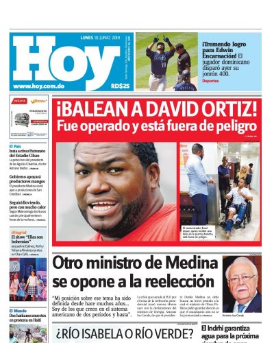 Portada Periódico Hoy, Lunes 10 Junio 2019