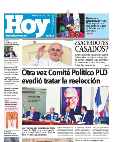 Portada Periódico Hoy, Martes 18 Junio 2019