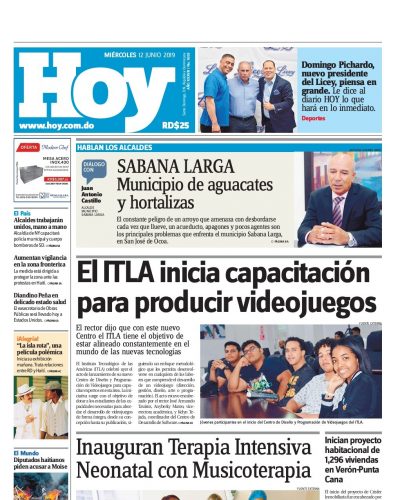 Portada Periódico Hoy, Miércoles 12 Junio 2019