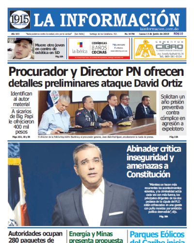 Portada Periódico La Información, Jueves 13 Junio 2019